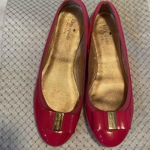 Size 10 Fuchsia Kate Spade Paten Leather Ballet Shoe.